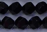 CAG9354 15.5 inches 12mm faceted nuggets black agate beads