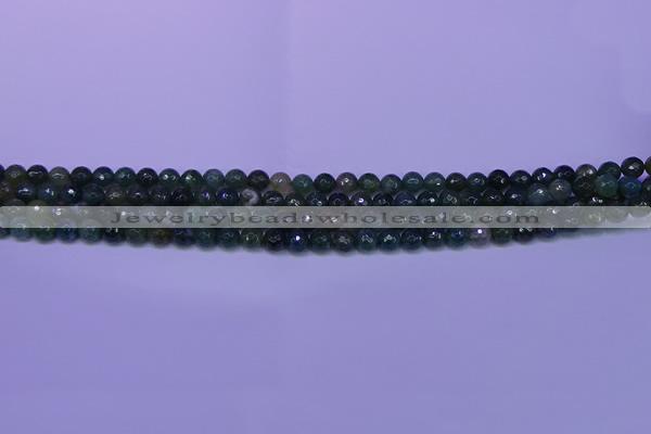 CAG9360 15.5 inches 4mm faceted round moss agate beads wholesale