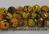 CAG9452 15.5 inches 8mm faceted round fire crackle agate beads