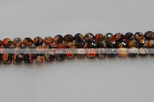 CAG9458 15.5 inches 10mm faceted round fire crackle agate beads