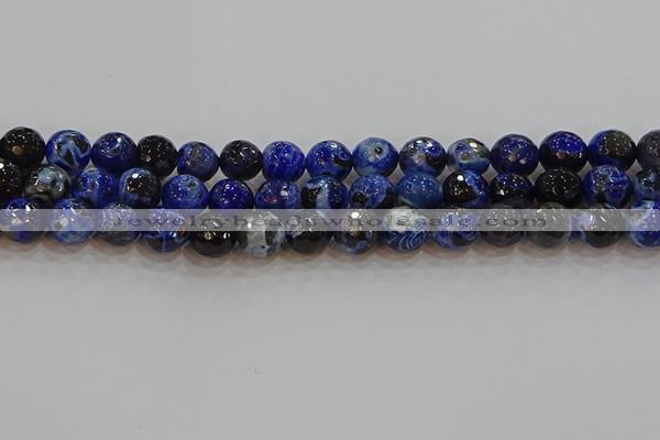 CAG9463 15.5 inches 10mm faceted round fire crackle agate beads
