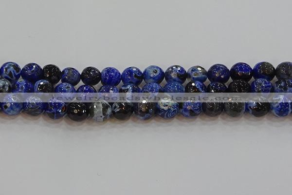 CAG9464 15.5 inches 12mm faceted round fire crackle agate beads