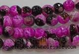 CAG9466 15.5 inches 6mm faceted round fire crackle agate beads