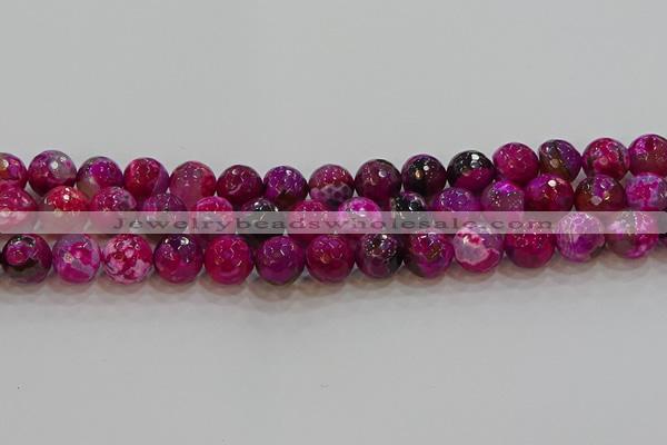 CAG9469 15.5 inches 12mm faceted round fire crackle agate beads