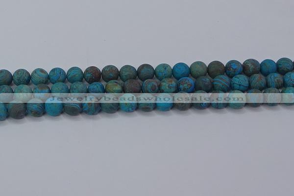 CAG9495 15.5 inches 10mm round matte blue crazy lace agate beads