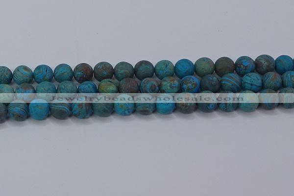 CAG9496 15.5 inches 12mm round matte blue crazy lace agate beads