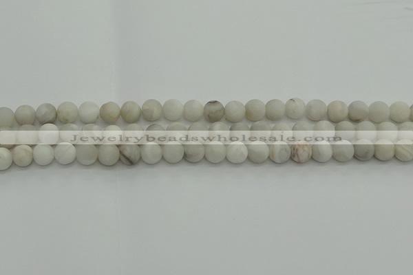 CAG9701 15.5 inches 6mm round matte grey agate beads wholesale