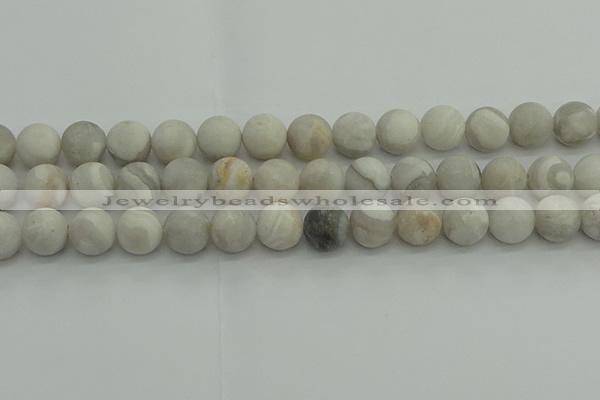 CAG9704 15.5 inches 12mm round matte grey agate beads wholesale