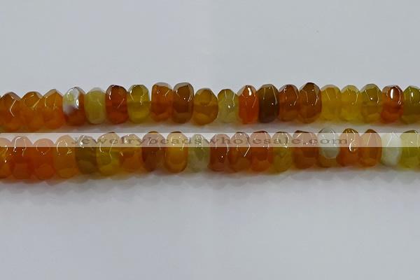 CAG9762 15.5 inches 8*16mm faceted rondelle agate gemstone beads