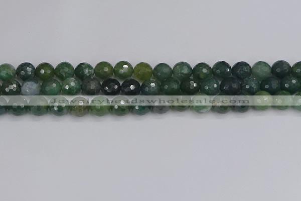 CAG9826 15.5 inches 10mm faceted round moss agate beads