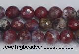CAG9904 15.5 inches 6mm faceted round red lightning agate beads