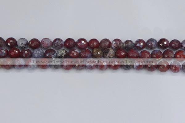 CAG9905 15.5 inches 8mm faceted round red lightning agate beads