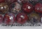 CAG9907 15.5 inches 12mm faceted round red lightning agate beads