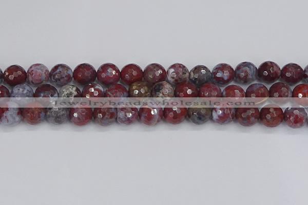 CAG9907 15.5 inches 12mm faceted round red lightning agate beads
