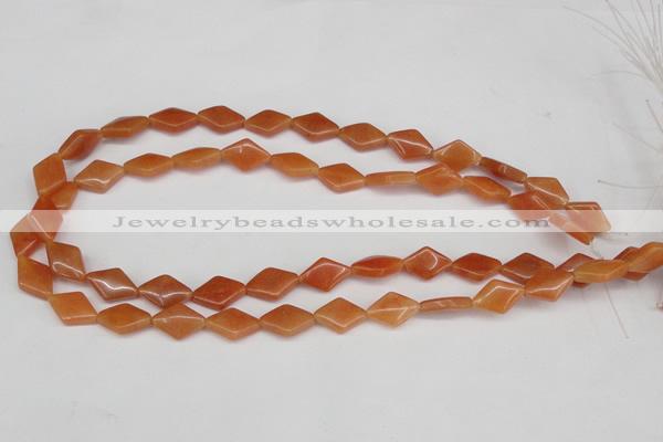 CAJ153 15.5 inches 10*15mm rhombic red aventurine jade beads
