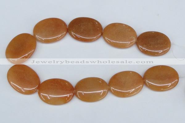 CAJ164 15.5 inches 30*45mm oval red aventurine jade beads