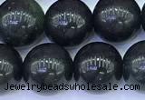 CAJ869 15 inches 10mm round black jade gemstone beads