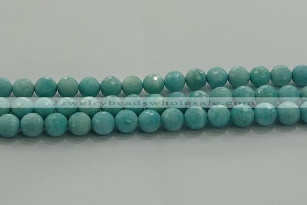 CAM1524 15.5 inches 12mm faceted round natural peru amazonite beads