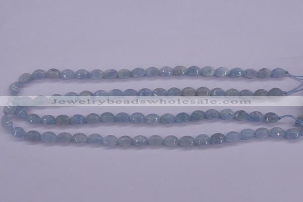 CAQ132 15.5 inches 7*10mm faceted rice natural aquamarine beads