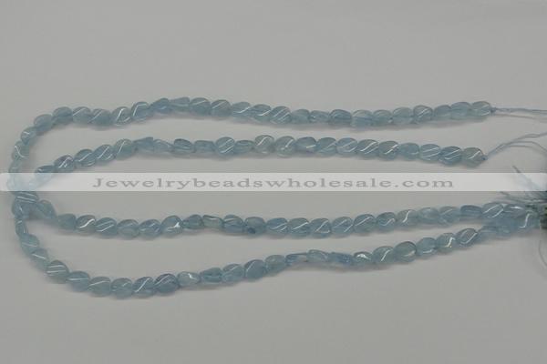 CAQ148 15.5 inches 6*8mm twisted oval natural aquamarine beads