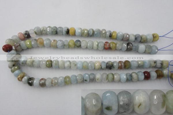 CAQ353 15.5 inches 8*12mm faceted rondelle natural aquamarine beads