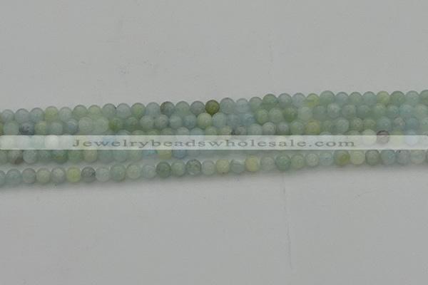 CAQ430 15.5 inches 4mm round natural aquamarine beads wholesale