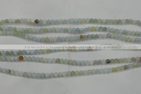 CAQ451 15.5 inches 4mm round aquamarine beads wholesale