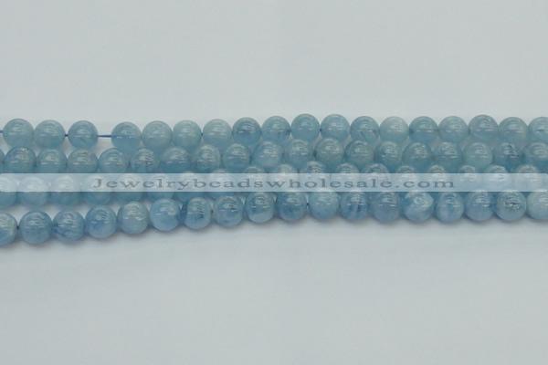 CAQ529 15.5 inches 8mm round AA+ grade natural aquamarine beads