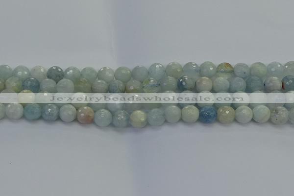 CAQ553 15.5 inches 8mm faceted round natural aquamarine beads