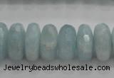 CAQ73 15.5 inches 6*13mm faceted rondelle AB grade aquamarine beads