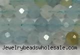 CAQ881 15.5 inches 3.5mm faceted round tiny aquamarine beads