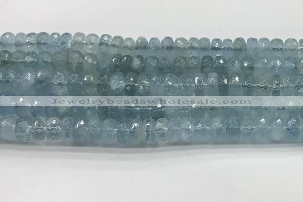 CAQ893 15.5 inches 5*9mm - 5*10mm faceted rondelle aquamarine beads