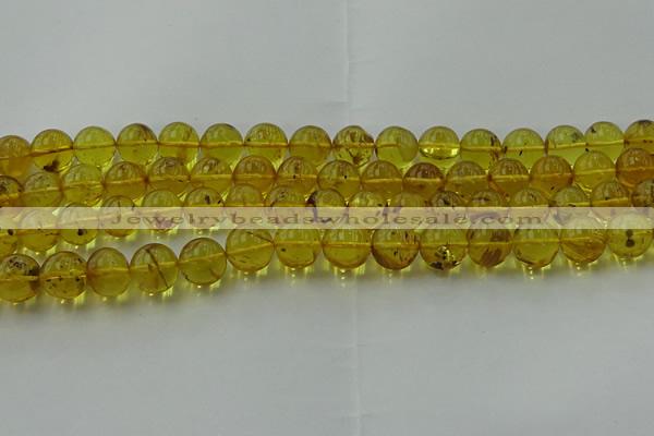 CAR524 15.5 inches 9mm - 10mm round natural amber beads wholesale