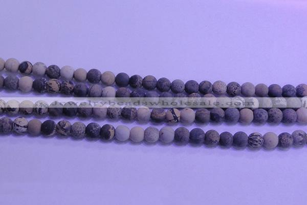 CAR61 15.5 inches 6mm round matte yellow artistic jasper beads