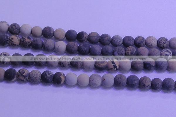 CAR65 15.5 inches 14mm round matte yellow artistic jasper beads