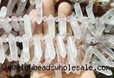 CBBS106 Top drilled 6*20mm - 8*30mm hexahedral prism rose quartz beads
