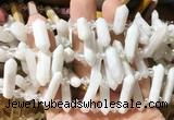 CBBS109 Top drilled 6*20mm - 8*30mm hexahedral prism white moonstone beads