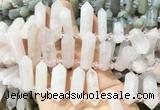 CBBS118 Top drilled 6*20mm - 11*35mm hexahedral prism rose quartz beads