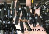 CBBS120 Top drilled 6*20mm - 11*35mm hexahedral prism golden obsidian beads