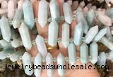 CBBS121 Top drilled 6*20mm - 11*35mm hexahedral prism amazonite beads
