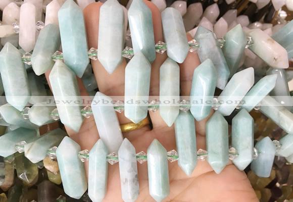 CBBS121 Top drilled 6*20mm - 11*35mm hexahedral prism amazonite beads