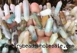 CBBS122 Top drilled 6*20mm - 11*35mm hexahedral prism colorful amazonite beads