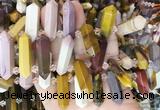 CBBS123 Top drilled 6*20mm - 11*35mm hexahedral prism mookaite beads