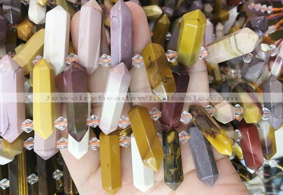 CBBS123 Top drilled 6*20mm - 11*35mm hexahedral prism mookaite beads