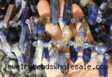 CBBS124 Top drilled 6*20mm - 11*35mm hexahedral prism sodalite beads