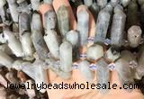 CBBS127 Top drilled 6*20mm - 11*35mm hexahedral prism labradorite beads