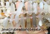 CBBS129 Top drilled 6*20mm - 11*35mm hexahedral prism sakura agate beads