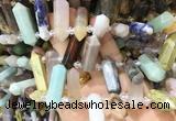 CBBS130 Top drilled 6*20mm - 11*35mm hexahedral prism colorful gemstone beads
