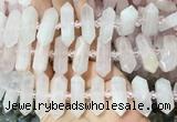 CBBS132 Centre drilled 6*20mm - 11*35mm hexahedral prism rose quartz beads