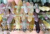 CBBS135 Centre drilled 6*20mm - 11*35mm hexahedral prism fluorite beads